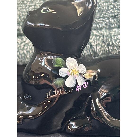 Fenton Lennox Black “Perky Cat” Hand Painted Signed by Artist - Picture 8 of 11